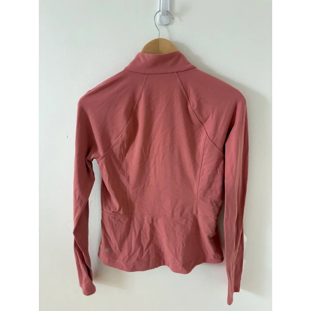 Athleta Triumph Full Zip Jacket Pink Mock Neck Thumbhole Performance Womens M